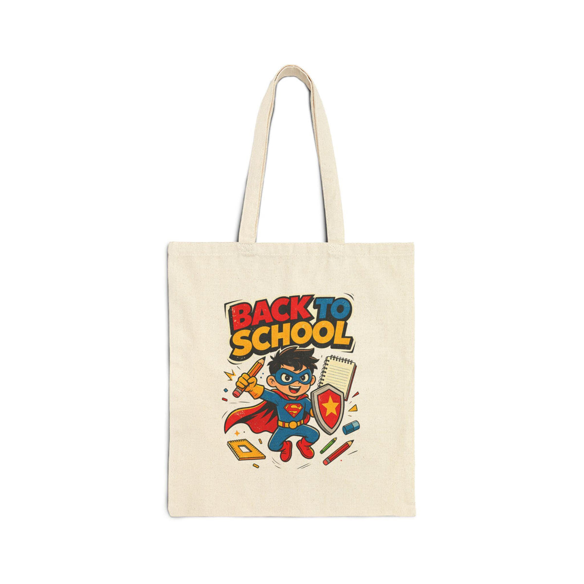 Cotton Canvas Tote Bag | Back to School Bag | Student Teacher Gift | Book Bag | School Supplies | Reusable Shopping Bag | Kids Tote