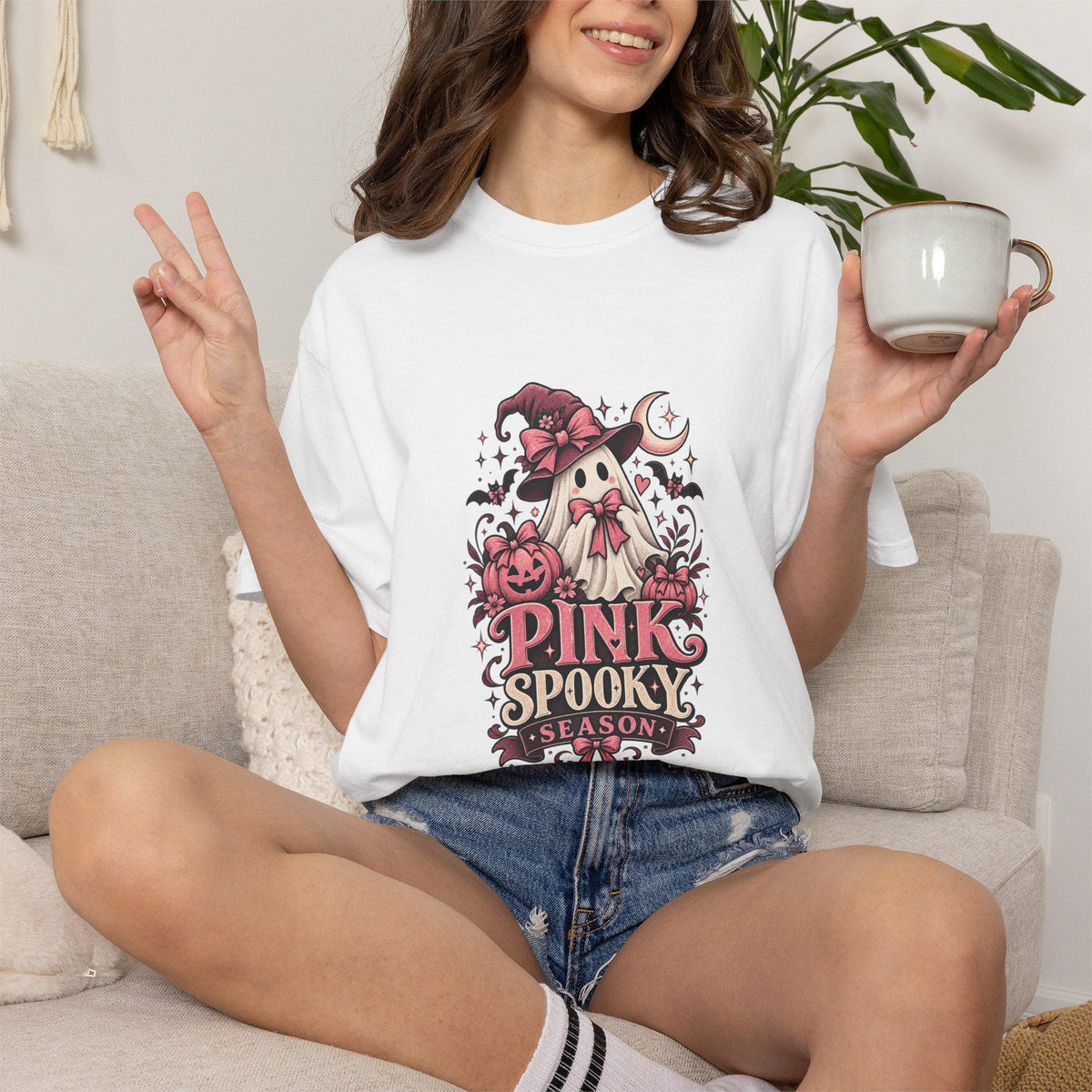 Pink Spooky Season ghost tee | Halloween T-Shirt