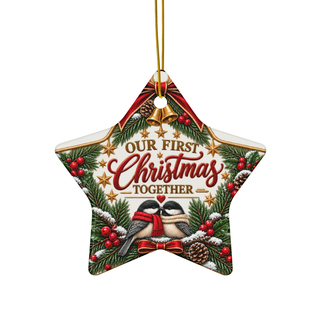 Our First Christmas Together Ceramic Ornament | Star Shape