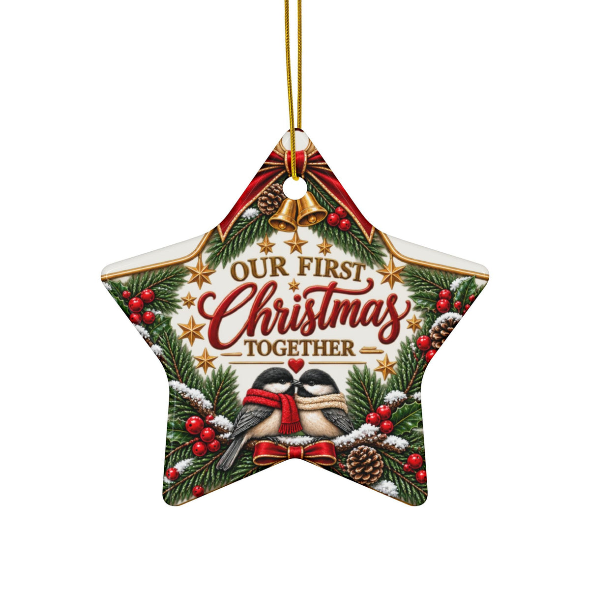 Our First Christmas Together Ceramic Ornament | Star Shape