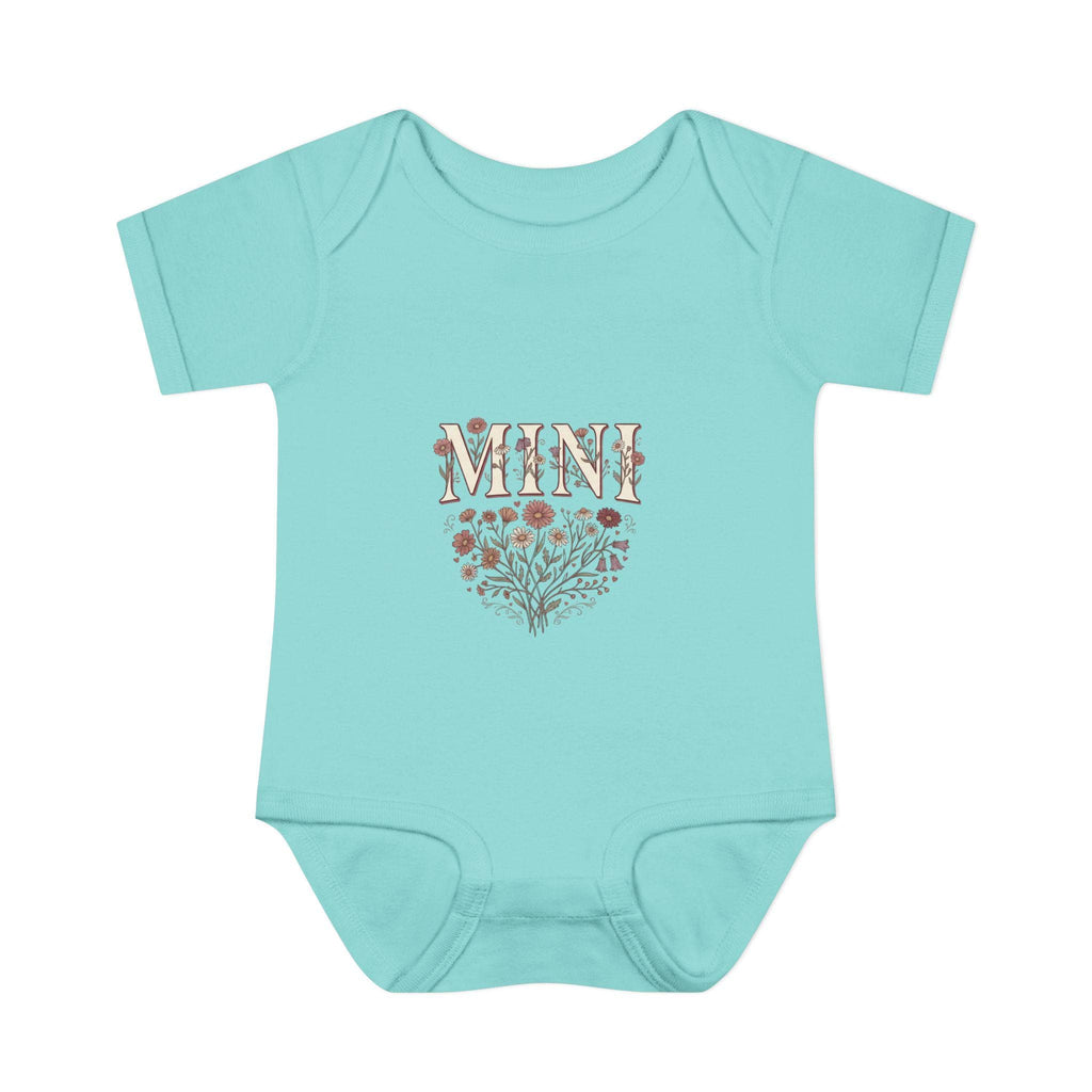 Mini floral heart Infant Bodysuit | baby onesie with floral 'MINI' design