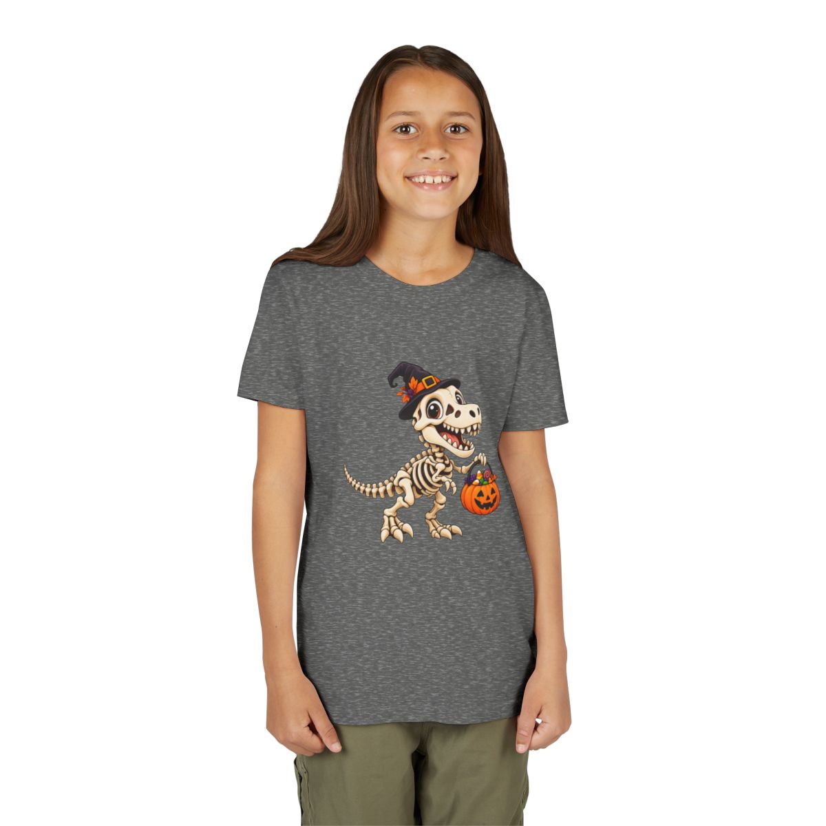 Dinosaur Skeleton Trick-or-Treat Tee | Halloween Kids Shirt