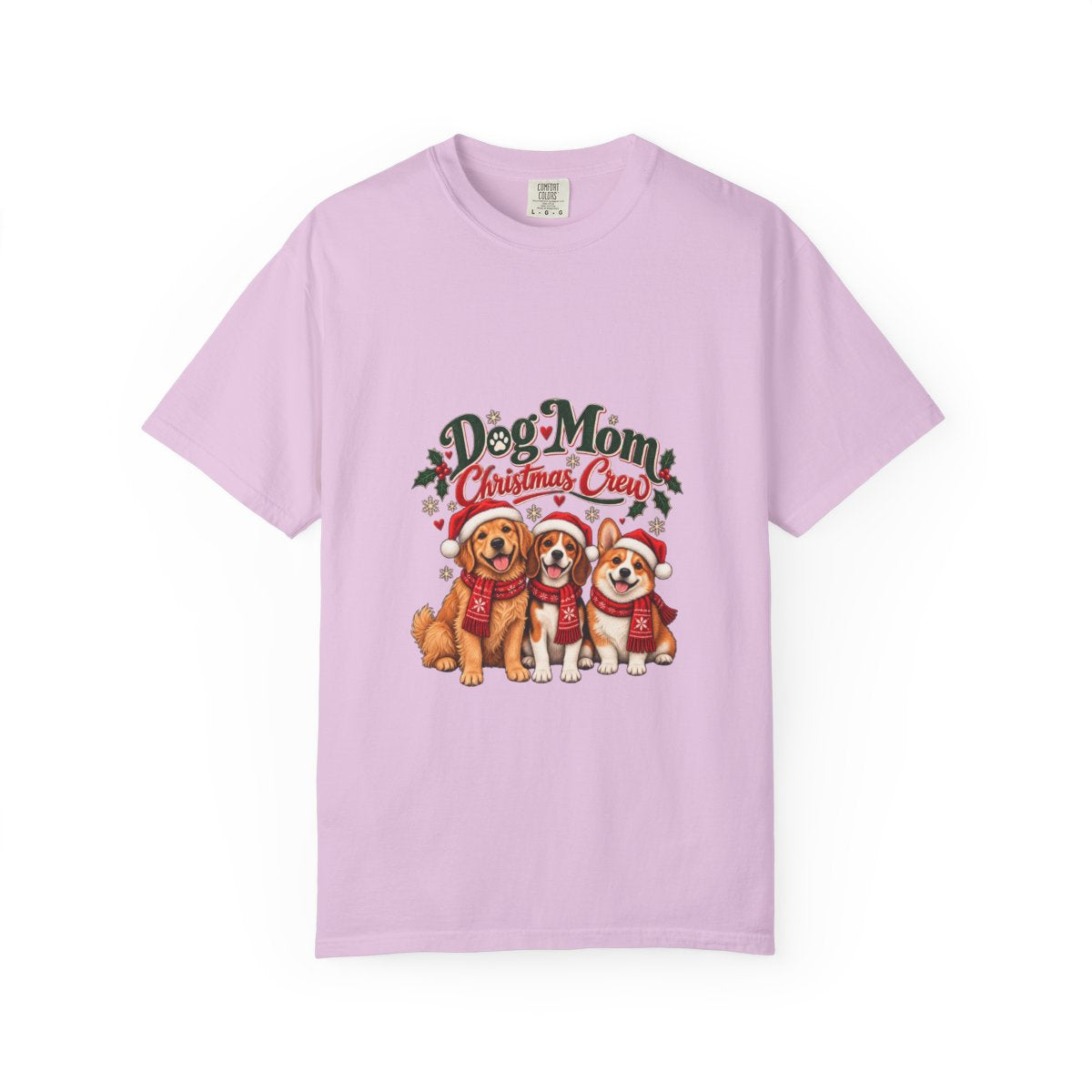Dog Mom Christmas Crew T-Shirt | Cute Dogs Holiday Tee