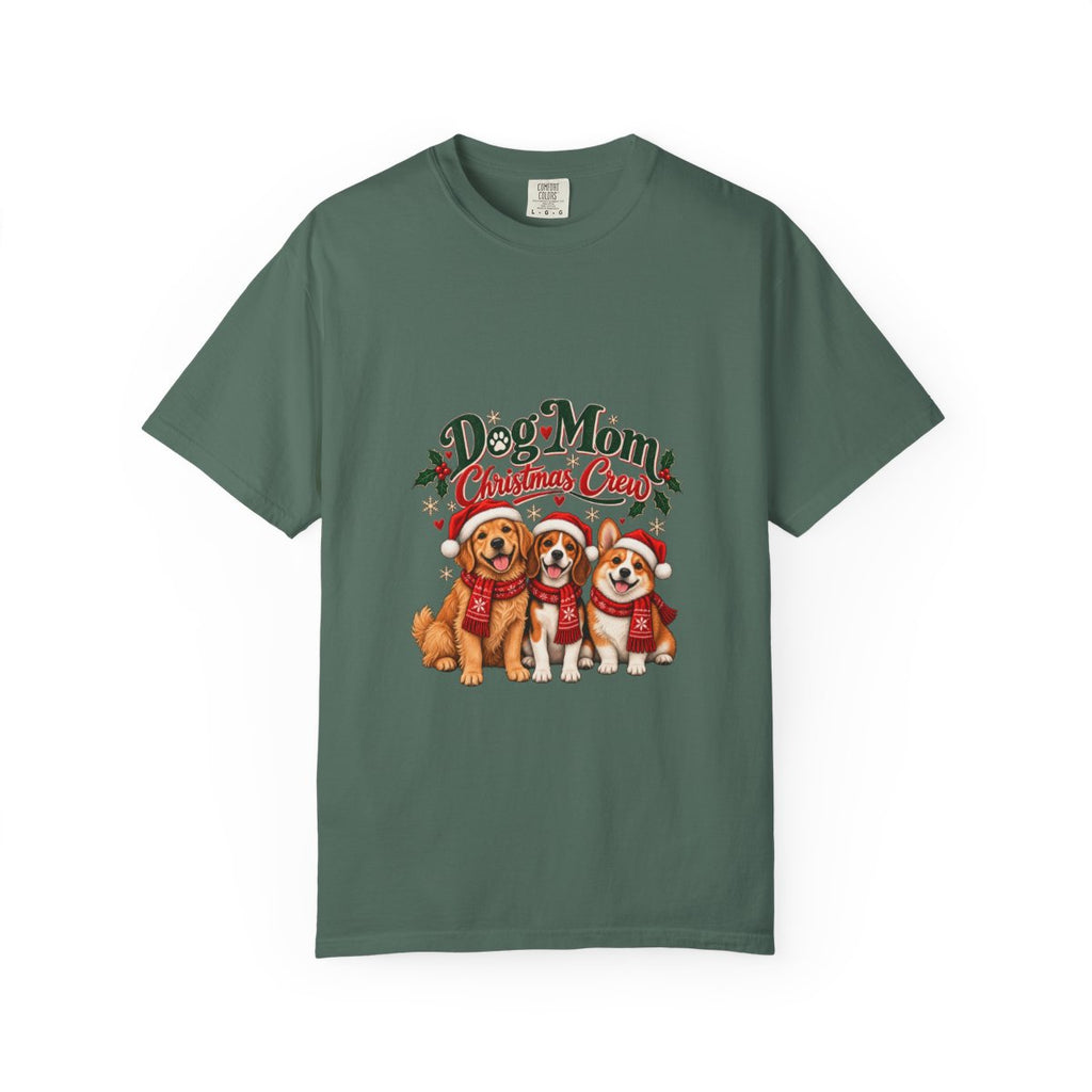 Dog Mom Christmas Crew T-Shirt | Cute Dogs Holiday Tee