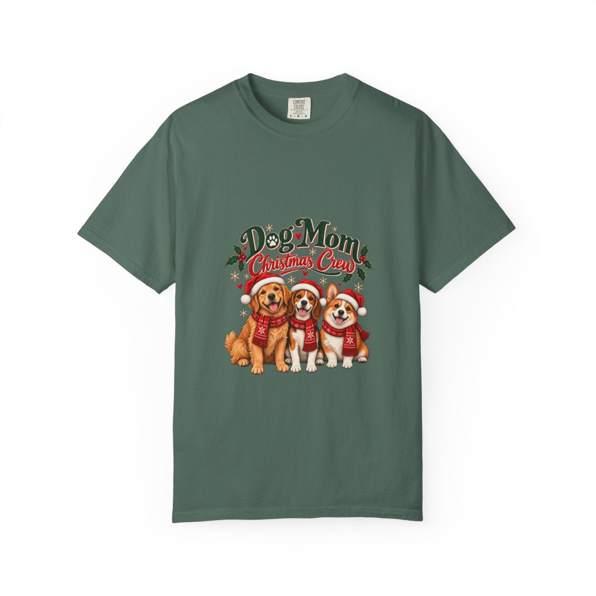 Dog Mom Christmas Crew T-Shirt | Cute Dogs Holiday Tee