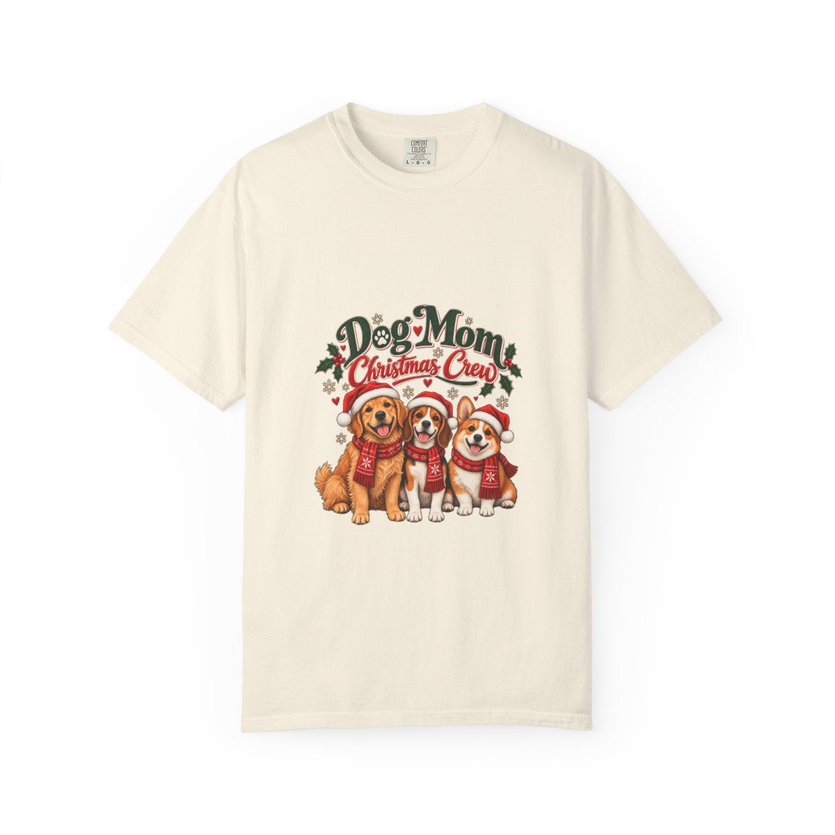Dog Mom Christmas Crew T-Shirt | Cute Dogs Holiday Tee