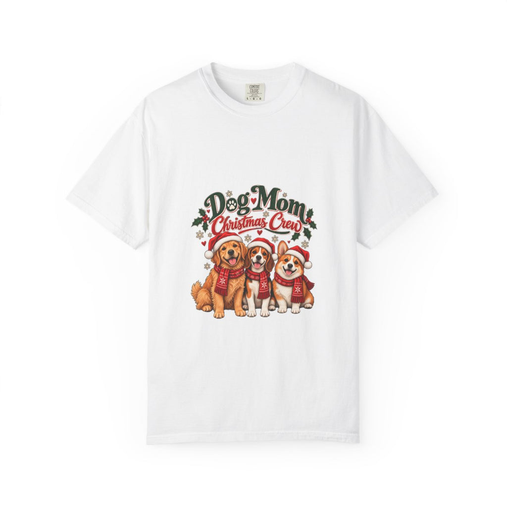 Dog Mom Christmas Crew T-Shirt | Cute Dogs Holiday Tee