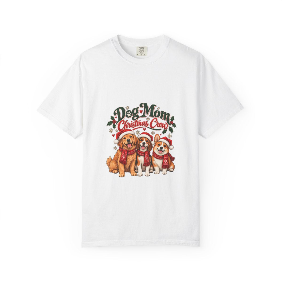 Dog Mom Christmas Crew T-Shirt | Cute Dogs Holiday Tee