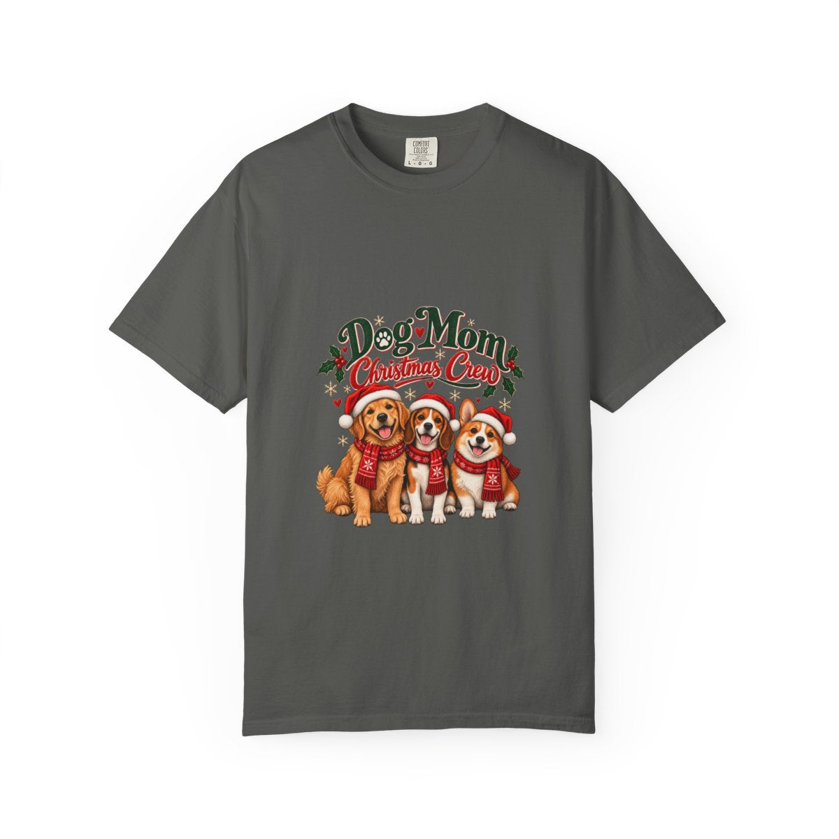 Dog Mom Christmas Crew T-Shirt | Cute Dogs Holiday Tee