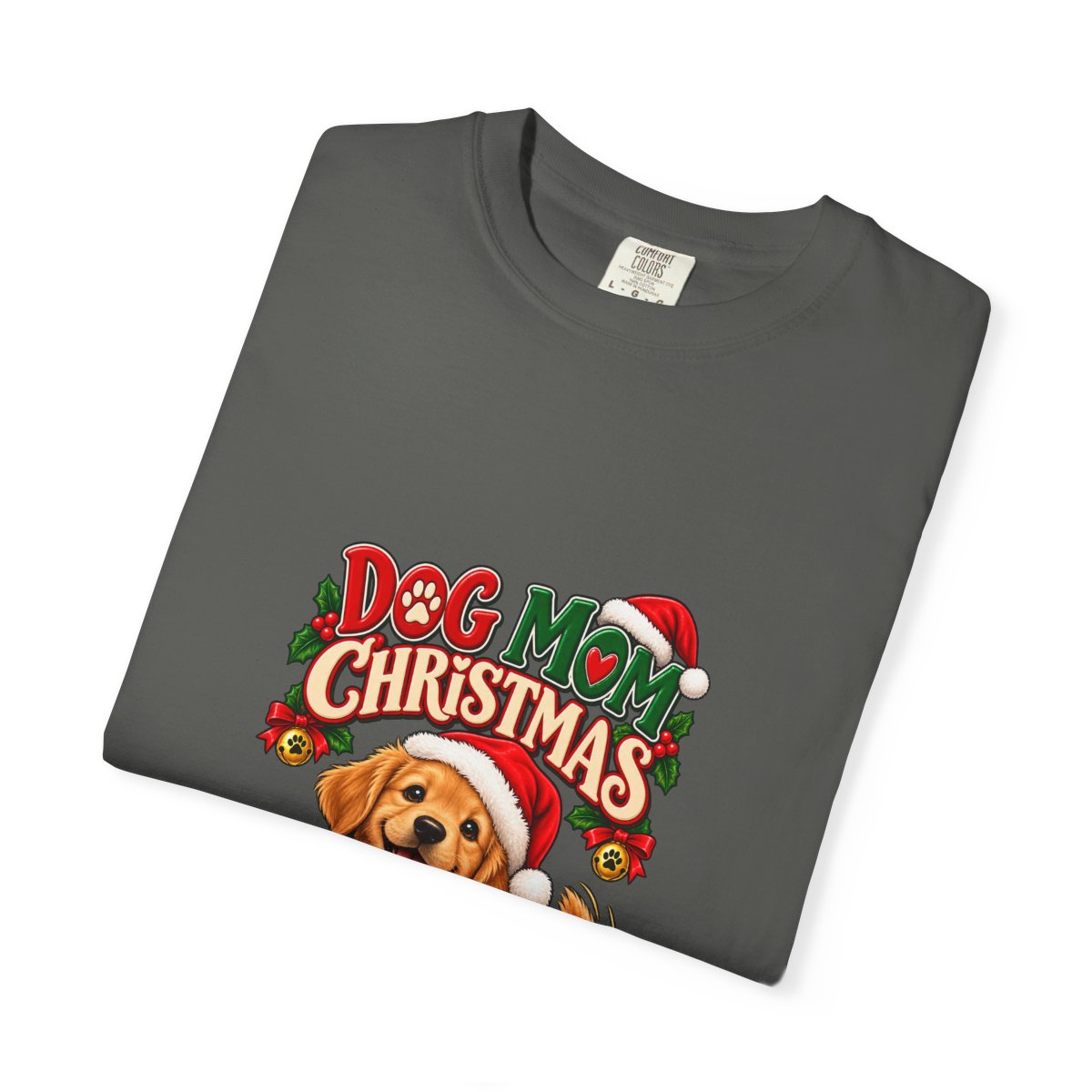 Dog Mom Christmas T-Shirt | Golden Retriever with Lights and Gifts