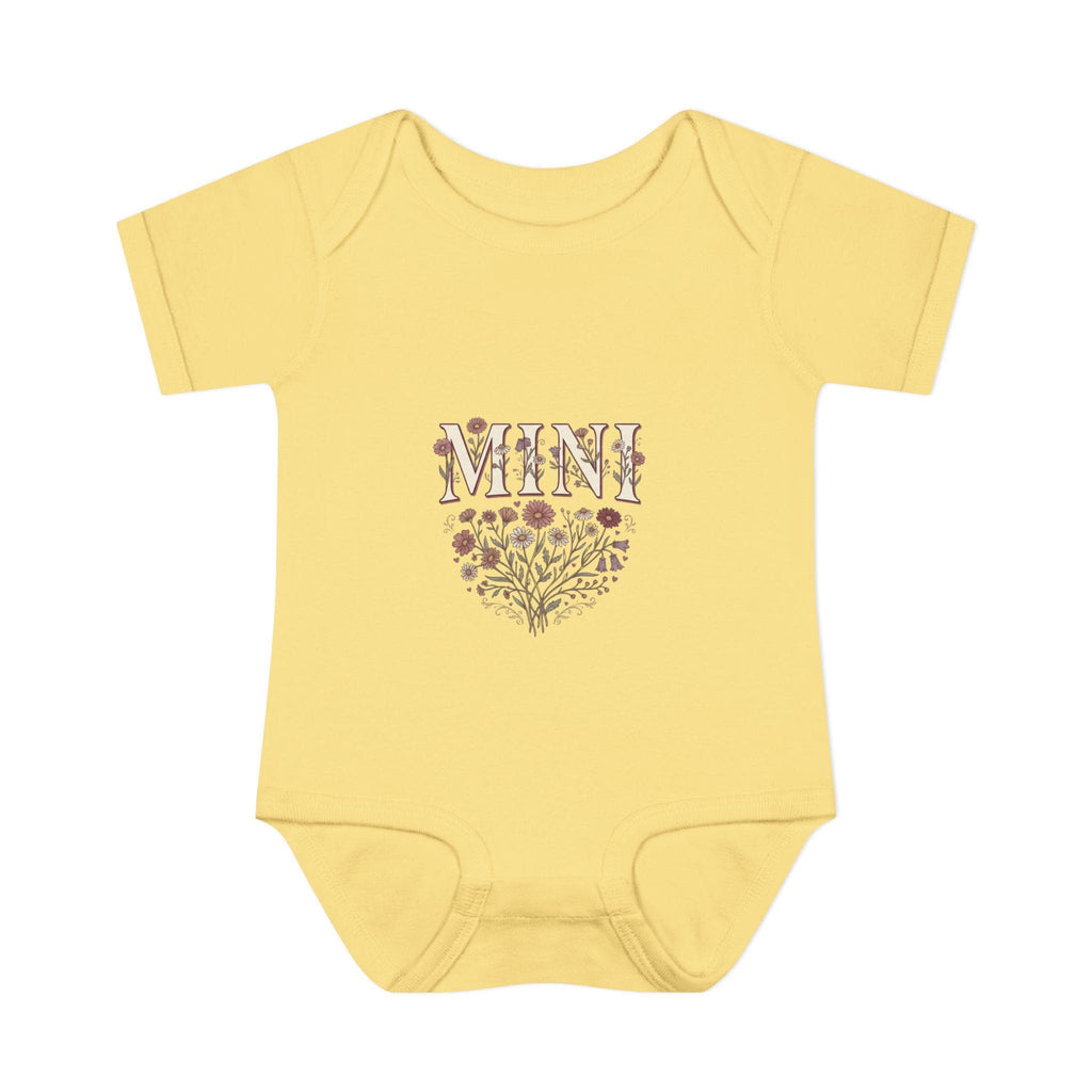 Mini floral heart Infant Bodysuit | baby onesie with floral 'MINI' design
