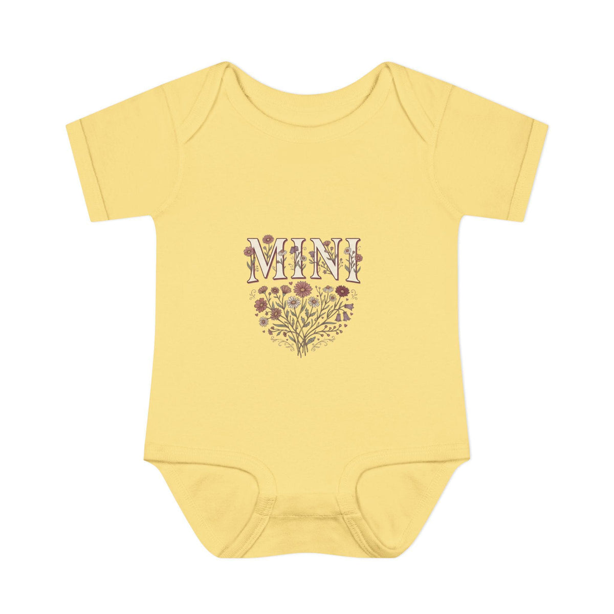 Mini floral heart Infant Bodysuit | baby onesie with floral 'MINI' design