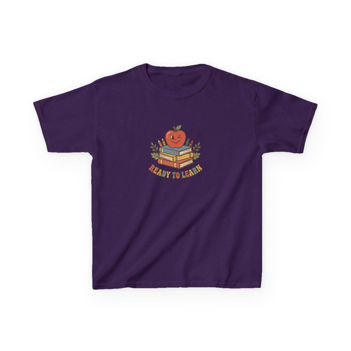 Apple on Books Kids T-Shirt | Back to School Cute Teacher Shirt