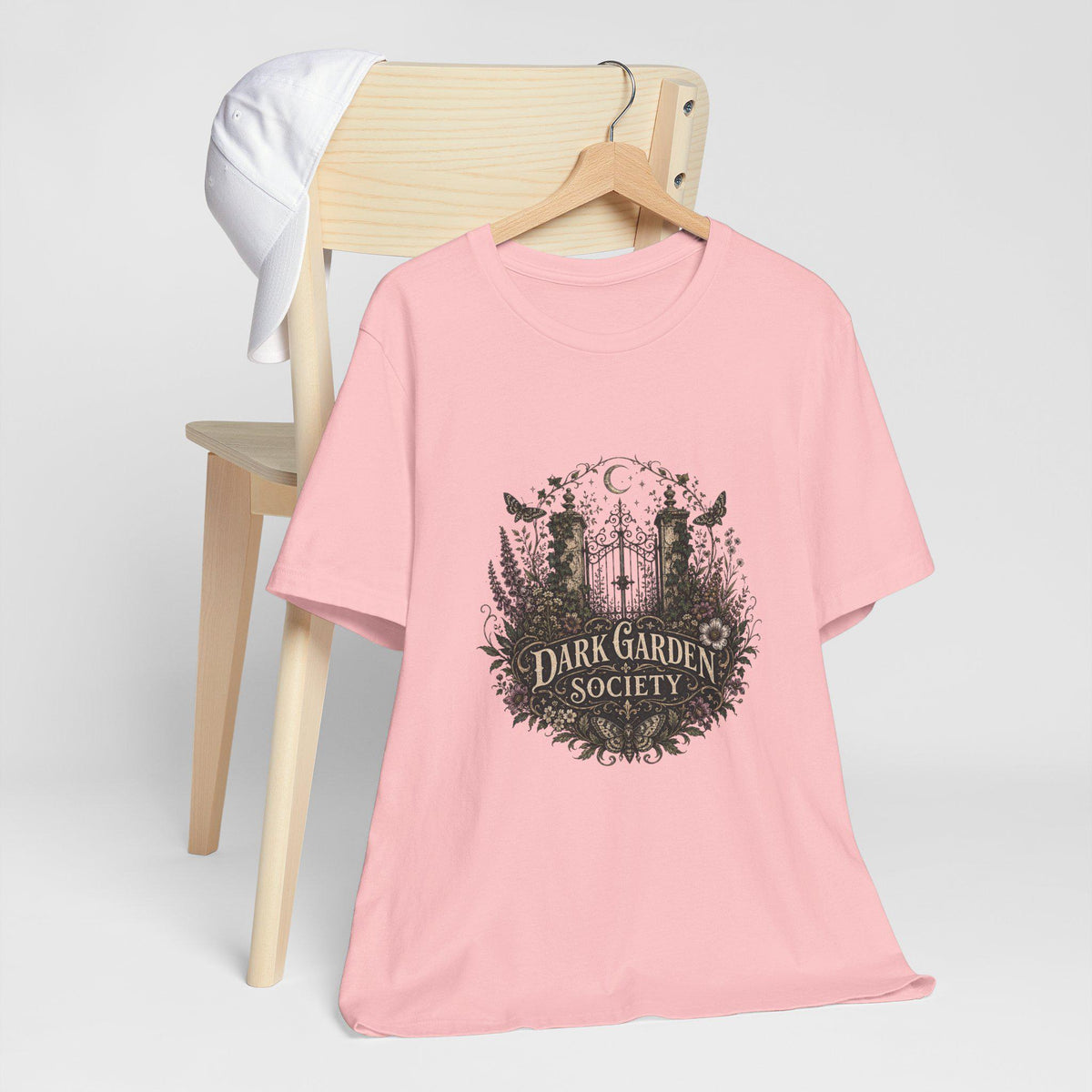 Dark Garden Society tee | Gothic floral crest, moon & crows