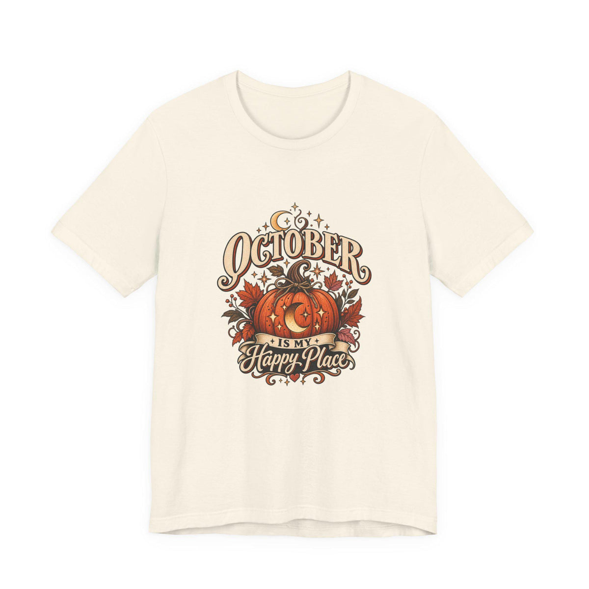 October Is My Happy Place T-Shirt | Pumpkin Halloween Fall Tee
