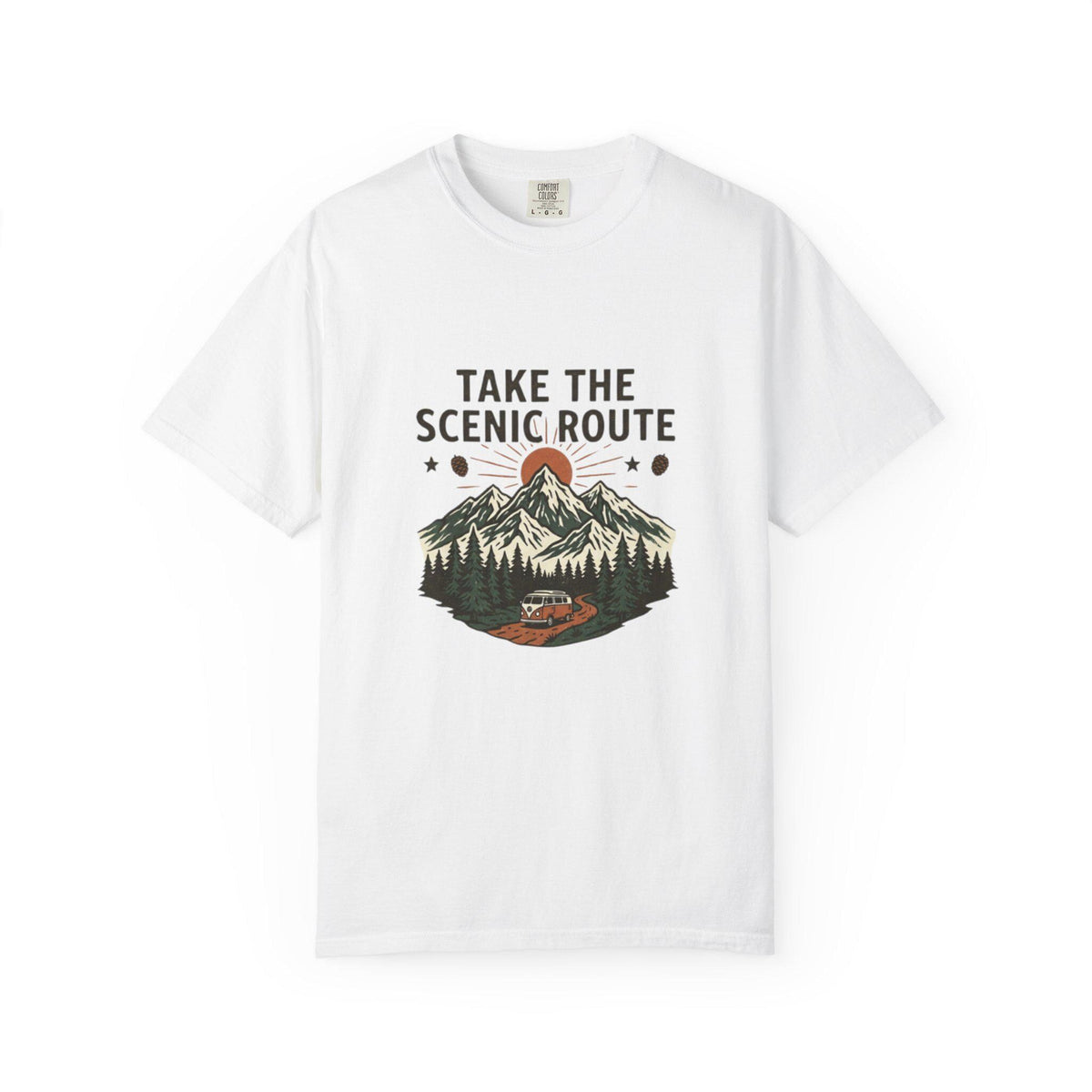 Take the Scenic Route T-shirt | Mountain Road Sunset Graphic