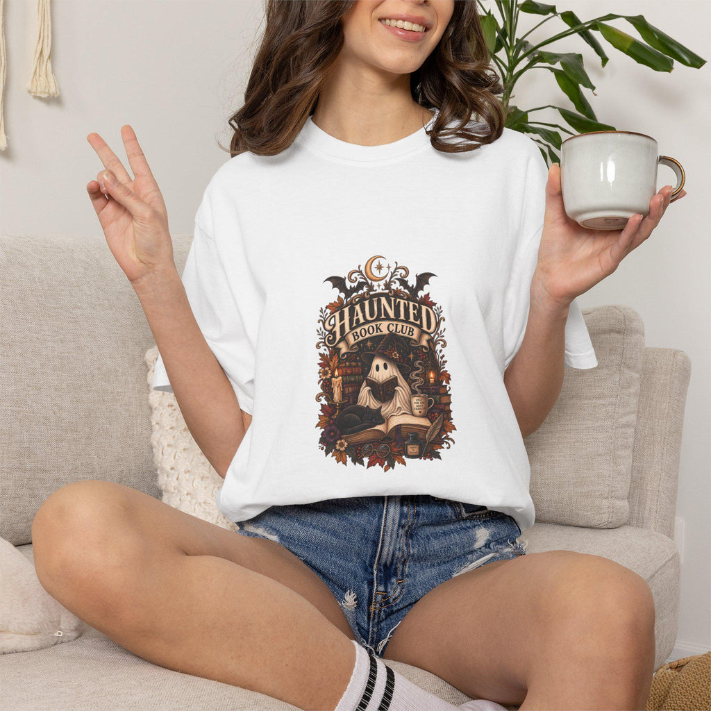 Haunted Book Club T-shirt | Ghost Reading Design, Halloween Literary Tee