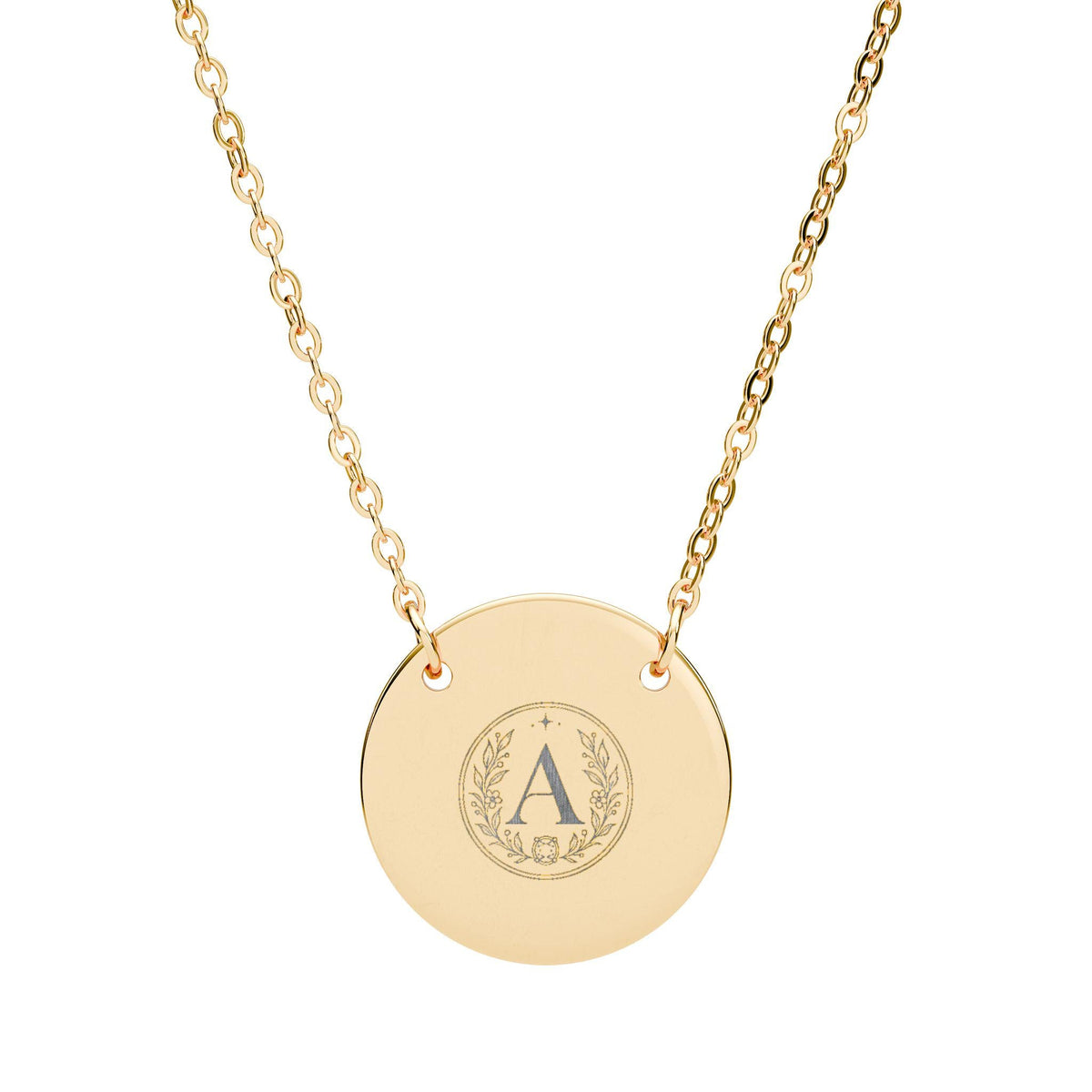 Initial Monogram Circle Necklace, Engraved Disc Pendant | Personalized Jewelry