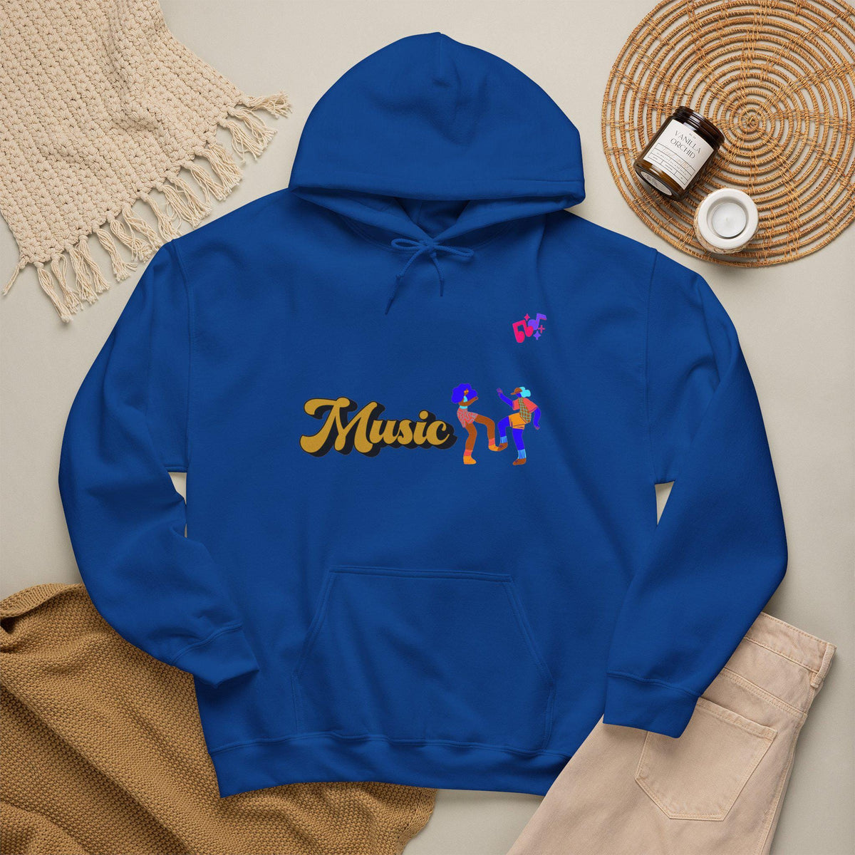 Dancing Couple Cropped Hoodie | Retro Music Funk Illustration