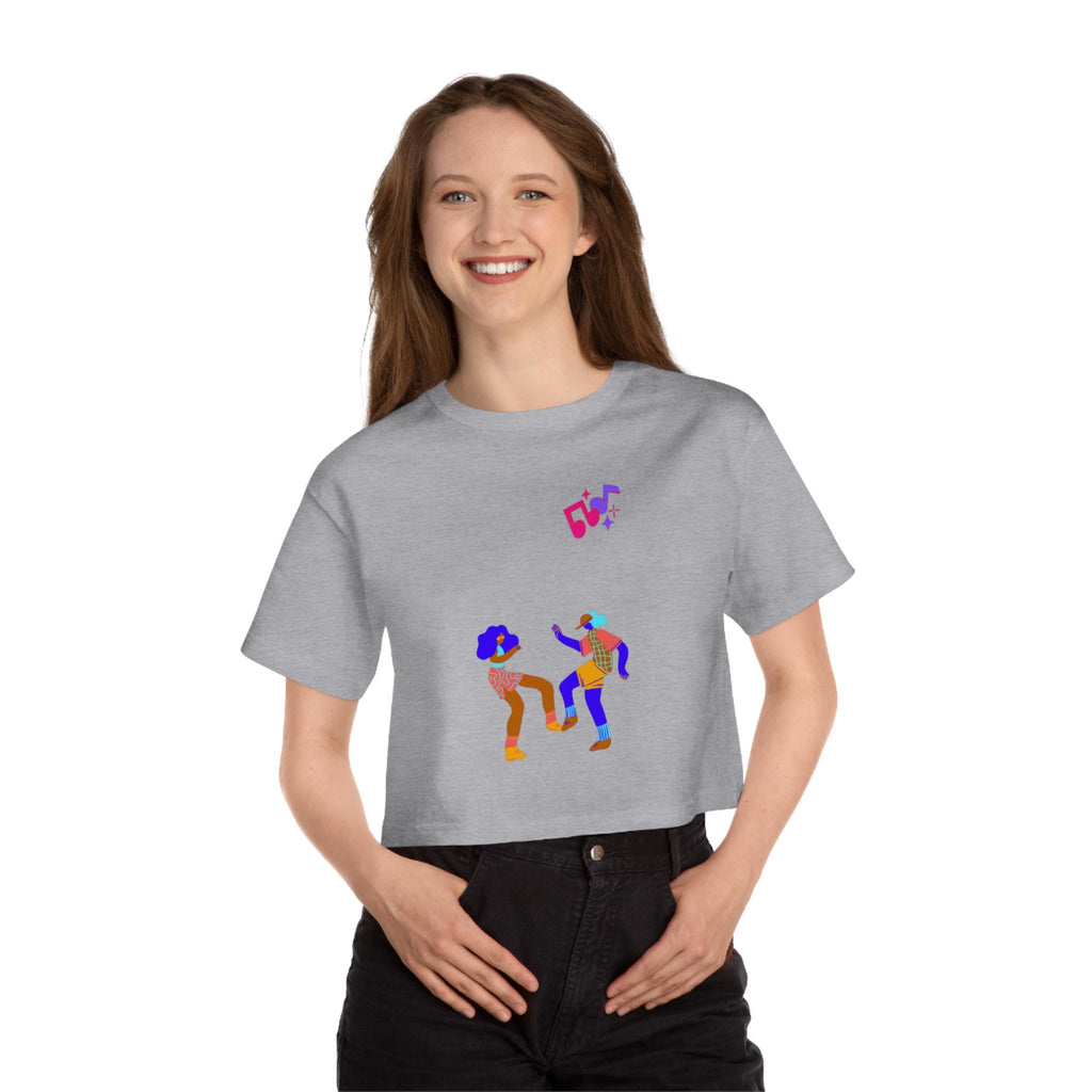 Dancing Couple Cropped T-Shirt | Retro Music Illustration