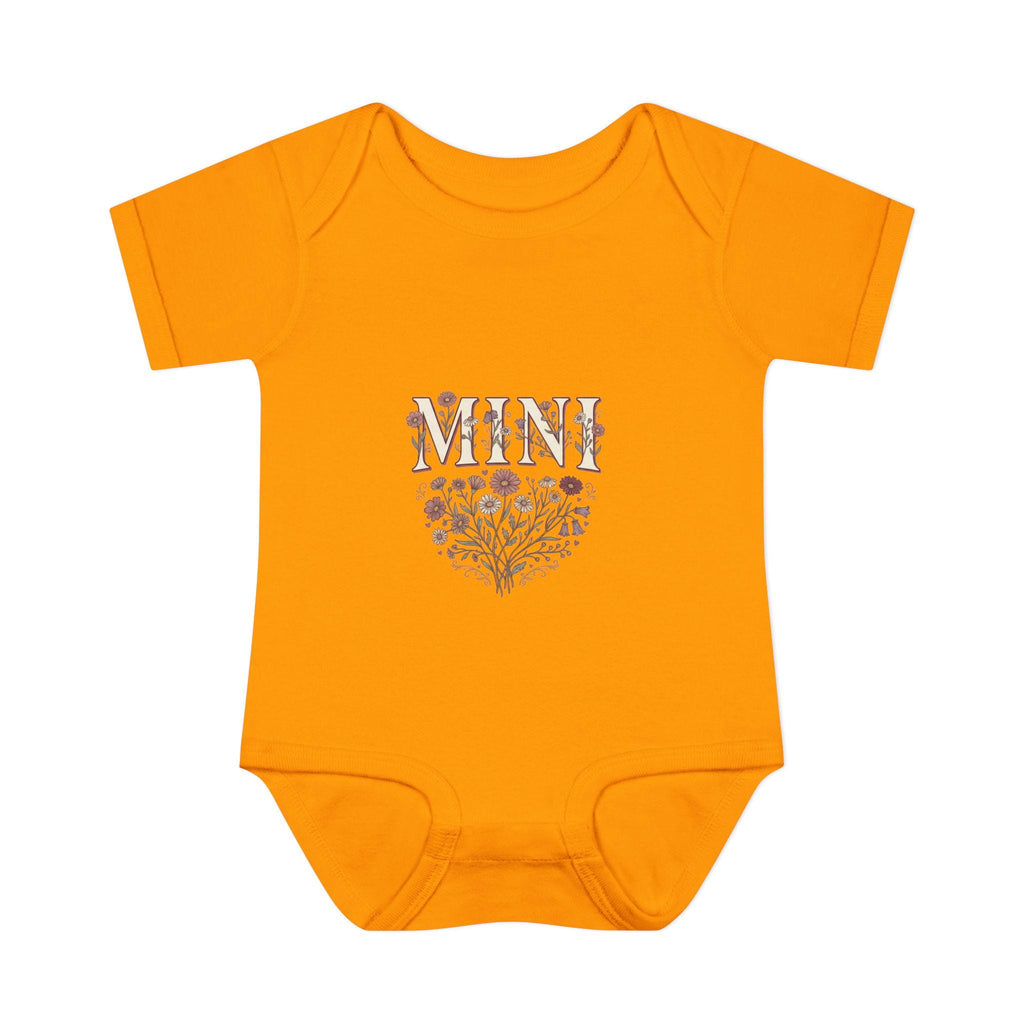 Mini floral heart Infant Bodysuit | baby onesie with floral 'MINI' design