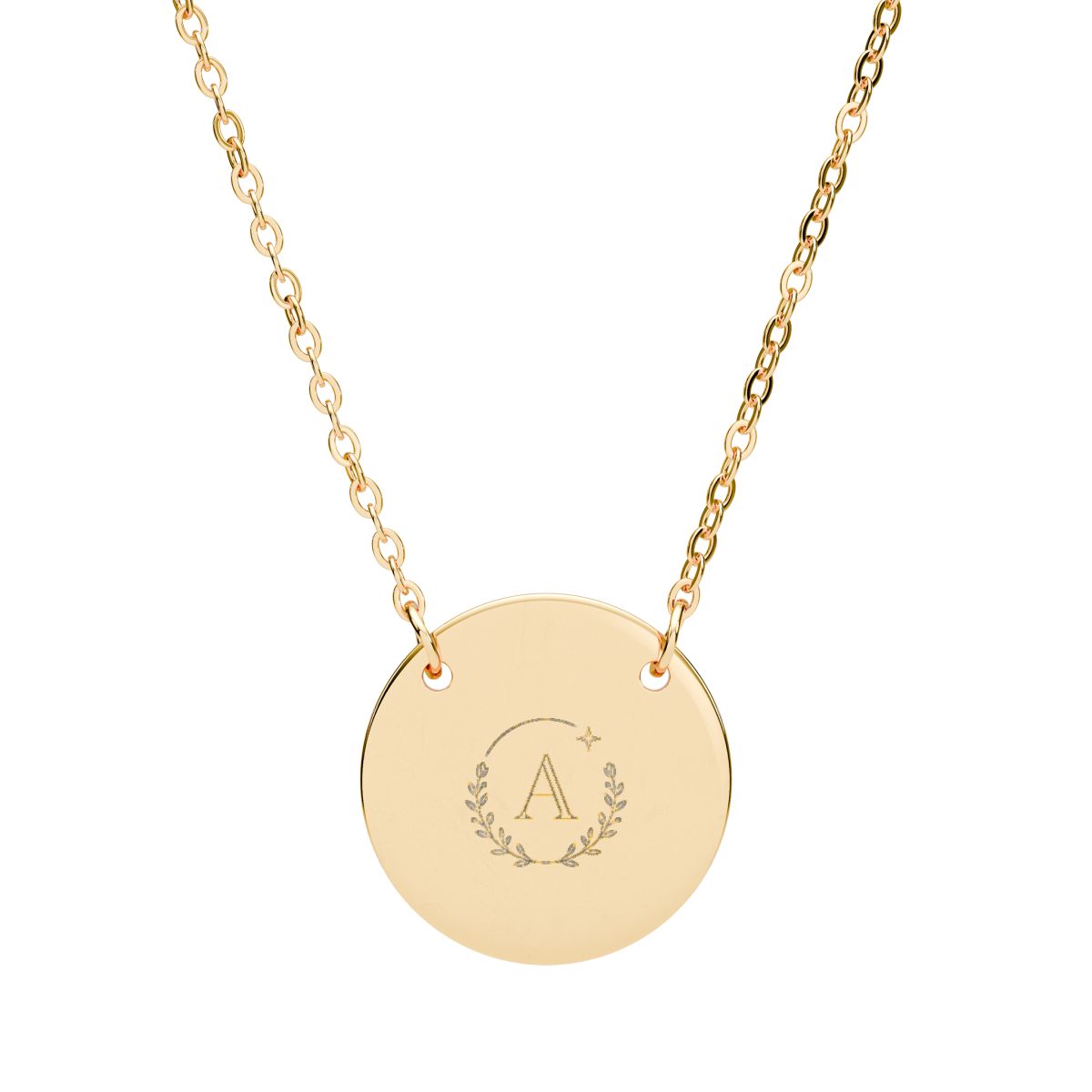 Engraved Fingerprint Circle Necklace | Personalized Disc Pen - 18K Gold PVD coating