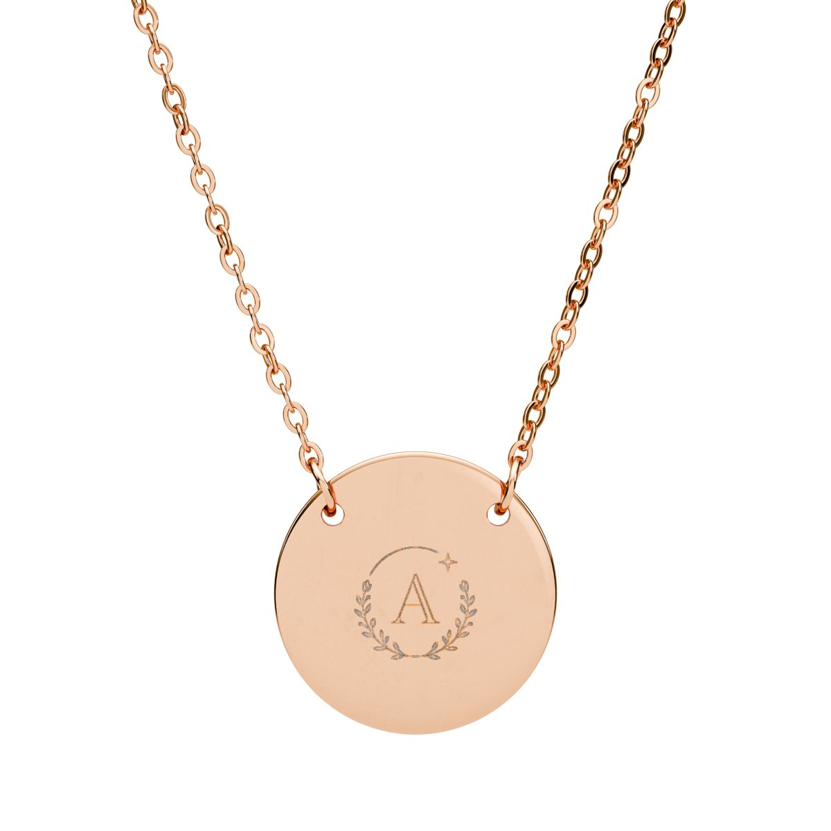 Engraved Fingerprint Circle Necklace | Personalized Disc Pen - 18K Rose Gold PVD coating