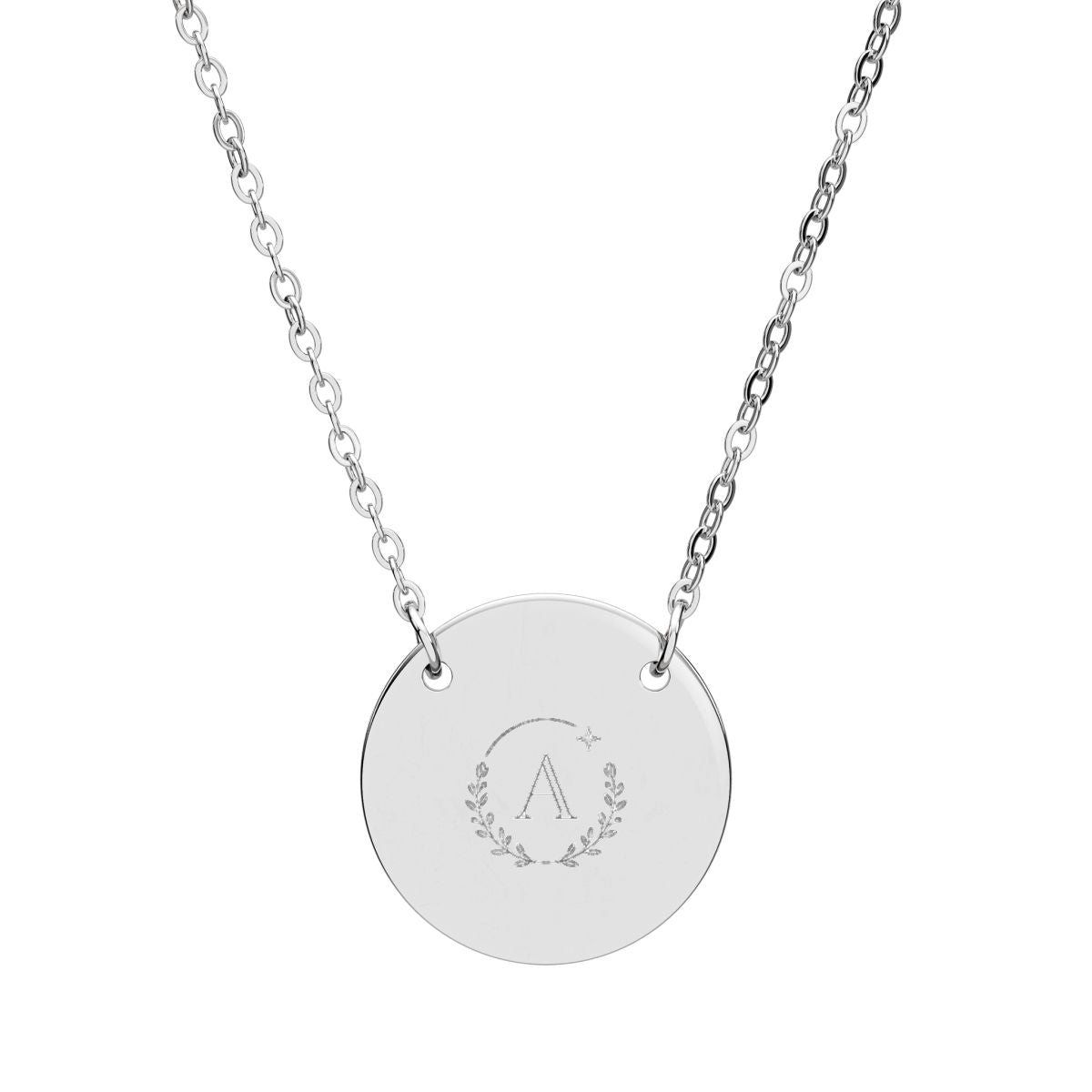 Engraved Fingerprint Circle Necklace | Personalized Disc Pen - Stainless Steel (No coating)