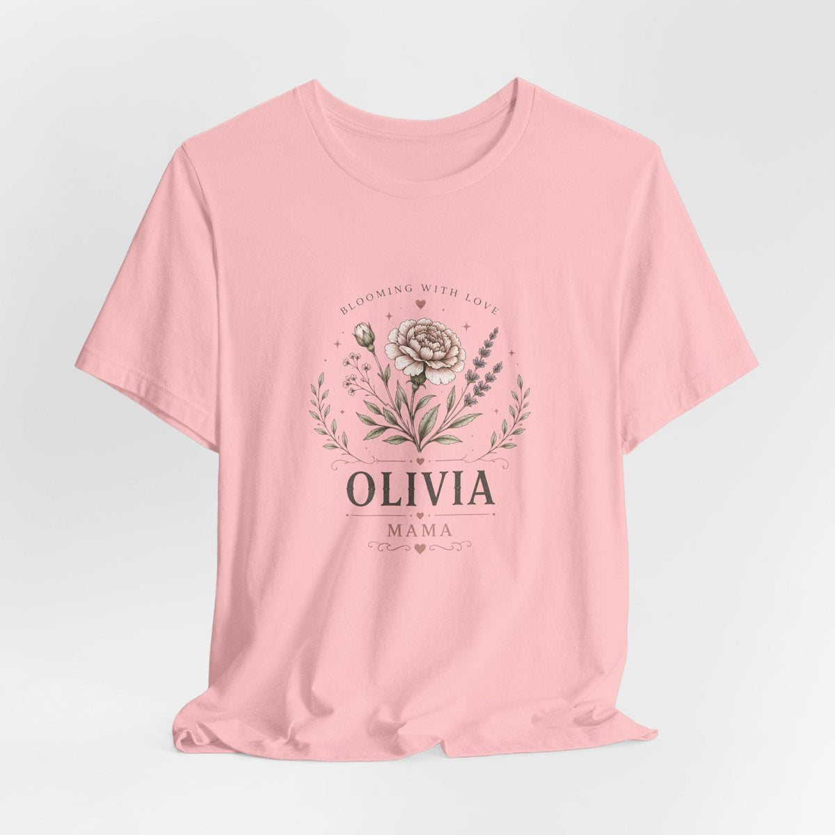 Olivia Floral Name Mama T-Shirt | Personalized Flower Monogram Tee