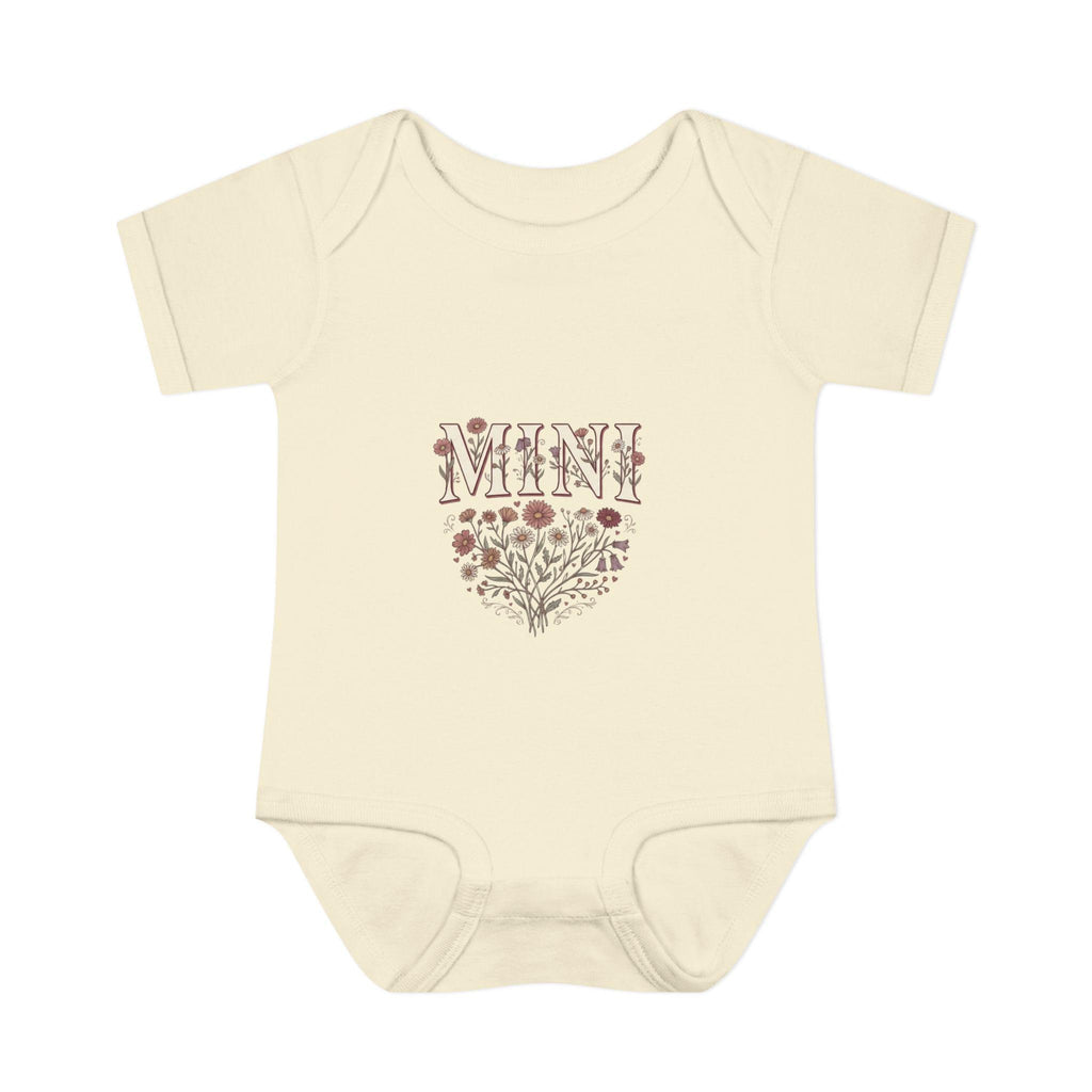 Mini floral heart Infant Bodysuit | baby onesie with floral 'MINI' design