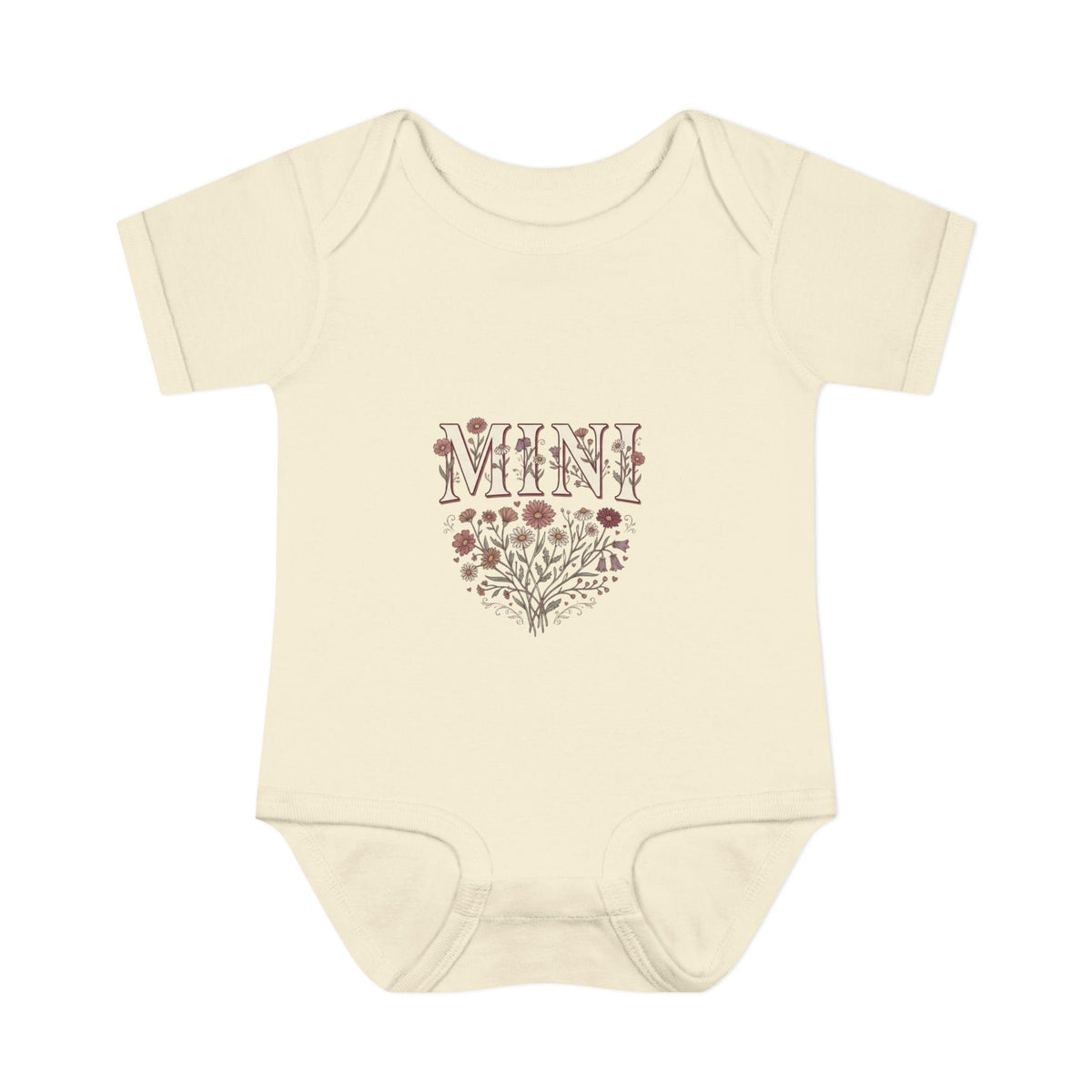Mini floral heart Infant Bodysuit | baby onesie with floral 'MINI' design