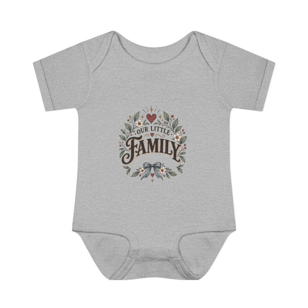 Our Little Family Infant Bodysuit | Floral Heart Woodland Baby Onesie