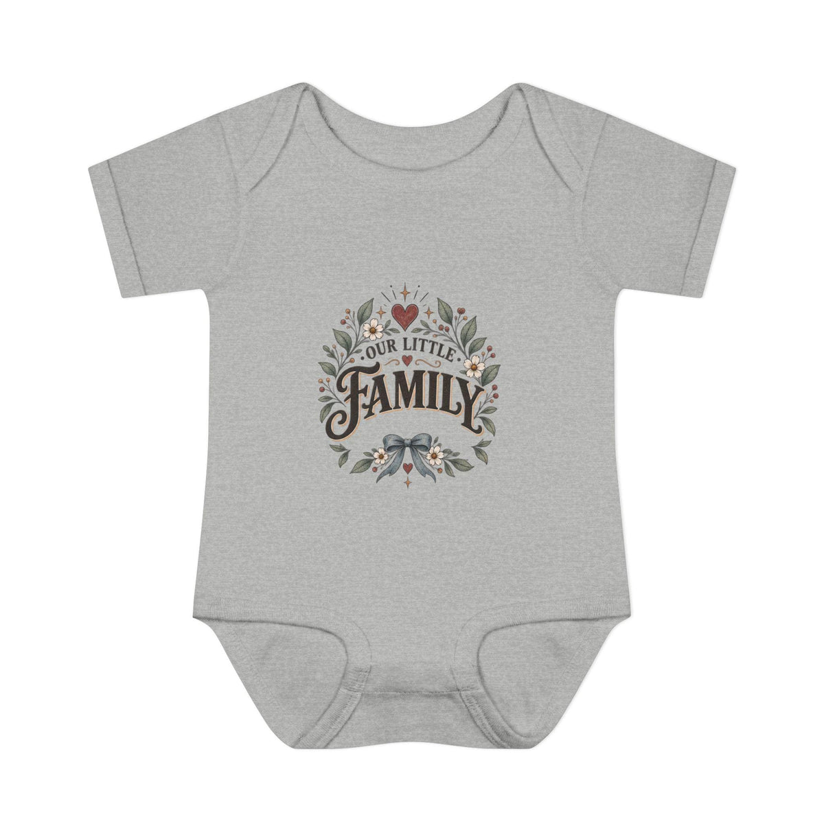 Our Little Family Infant Bodysuit | Floral Heart Woodland Baby Onesie