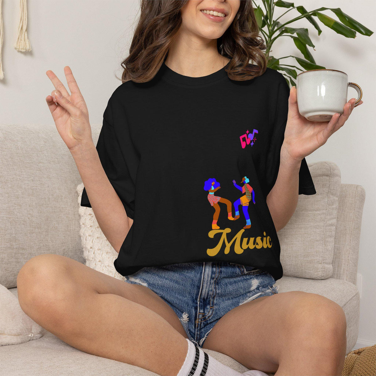 Retro Dancing Couple Music T-Shirt | Colorful Funk Illustration