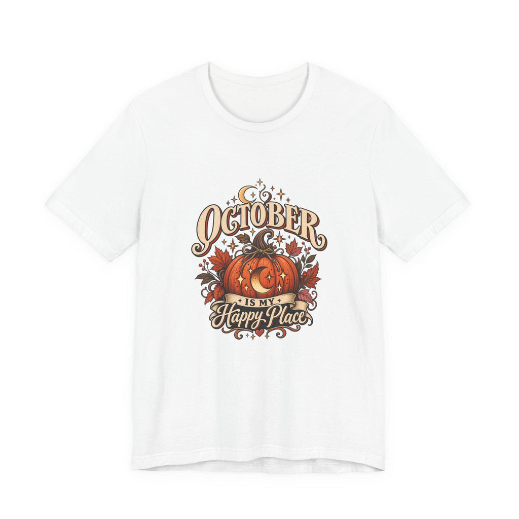 October Is My Happy Place T-Shirt | Pumpkin Halloween Fall Tee