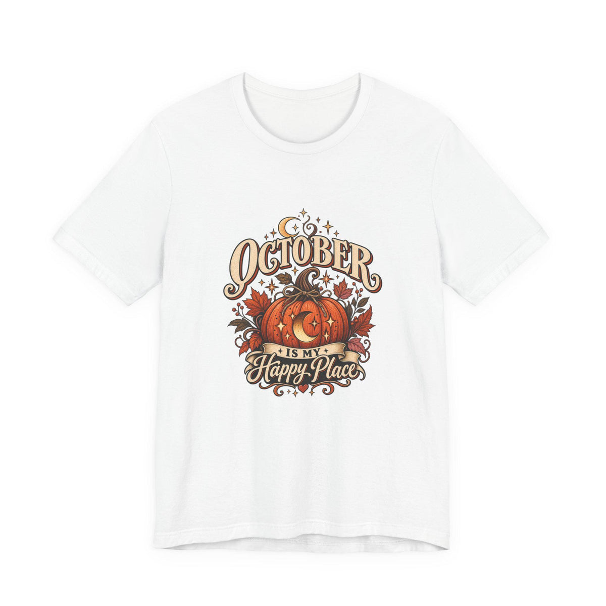 October Is My Happy Place T-Shirt | Pumpkin Halloween Fall Tee