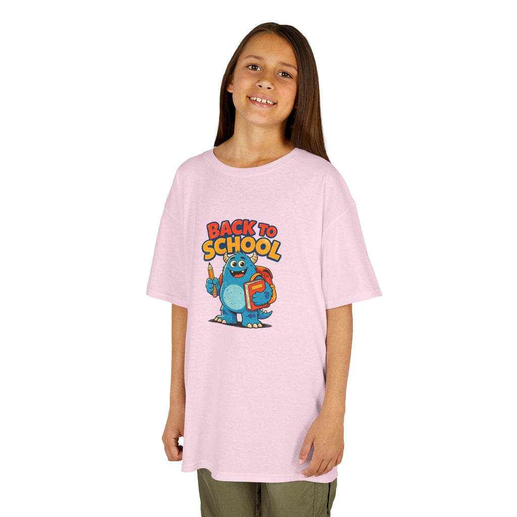 Back to School Monster Kids Tee | Cute Blue Backpack Cartoon