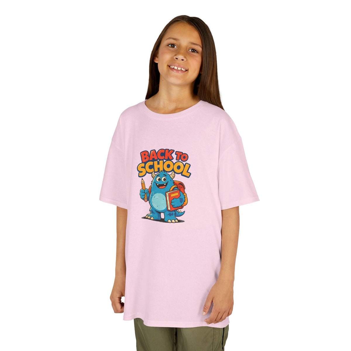 Back to School Monster Kids Tee | Cute Blue Backpack Cartoon