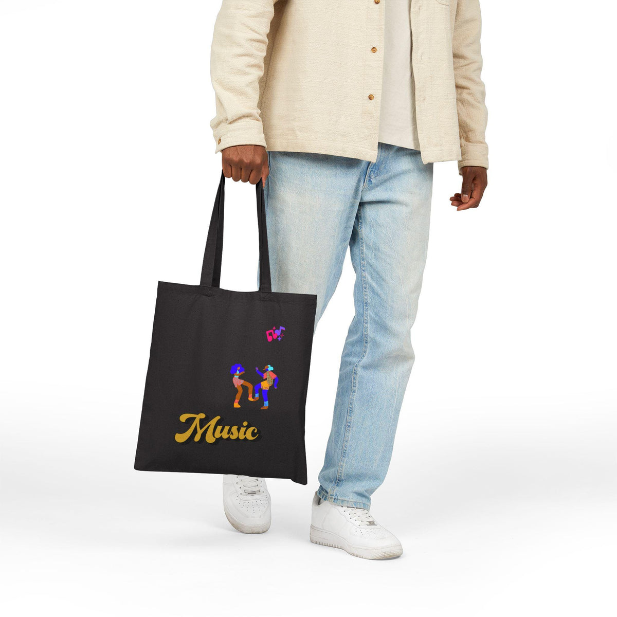 Dancing Couple Cropped Tote Bag | Retro Music Funk Illustration