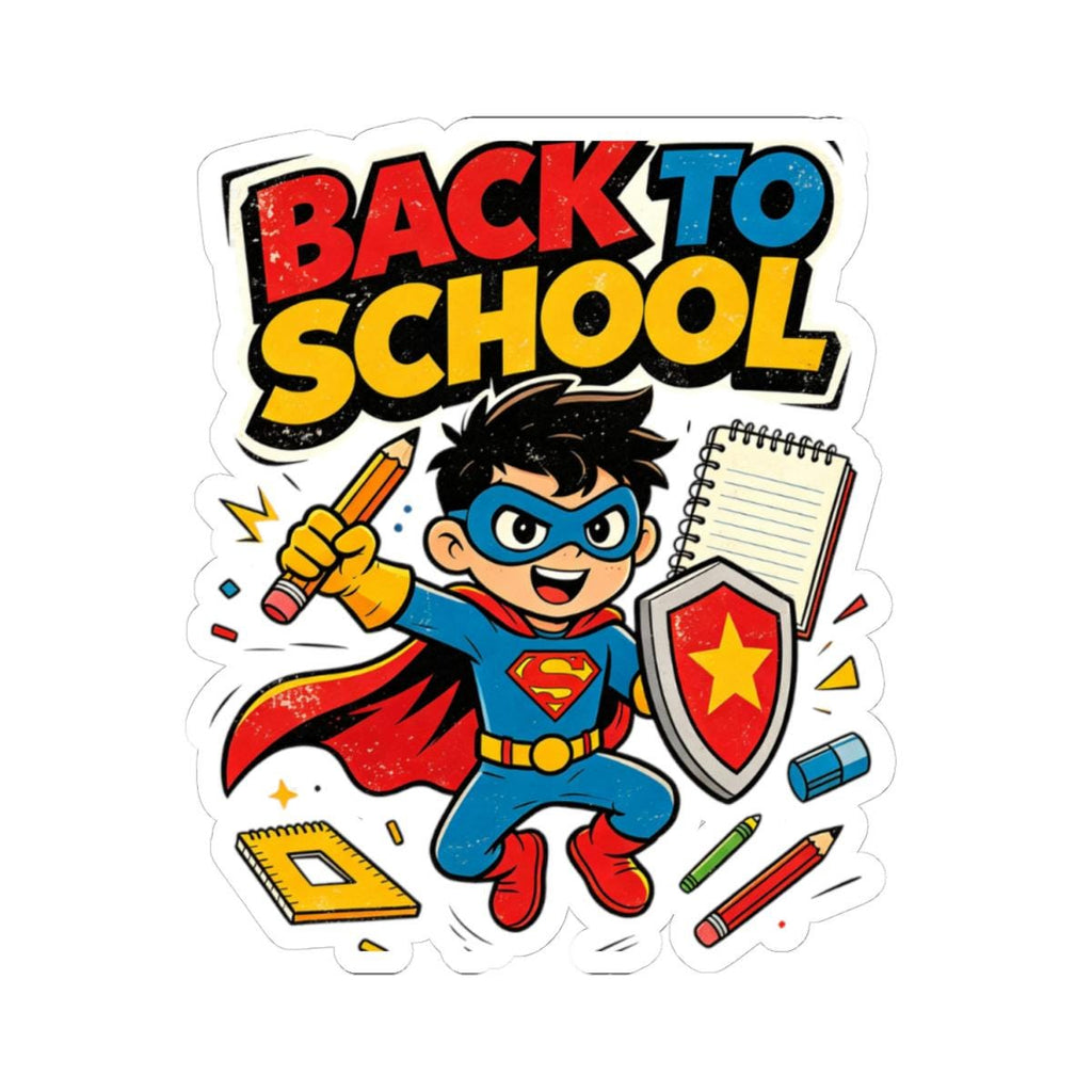 Back To School Superhero Kids Sticker