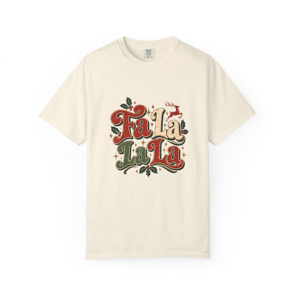 Fa La La La La T-shirt | Retro Holiday Typography, Christmas Holly Design