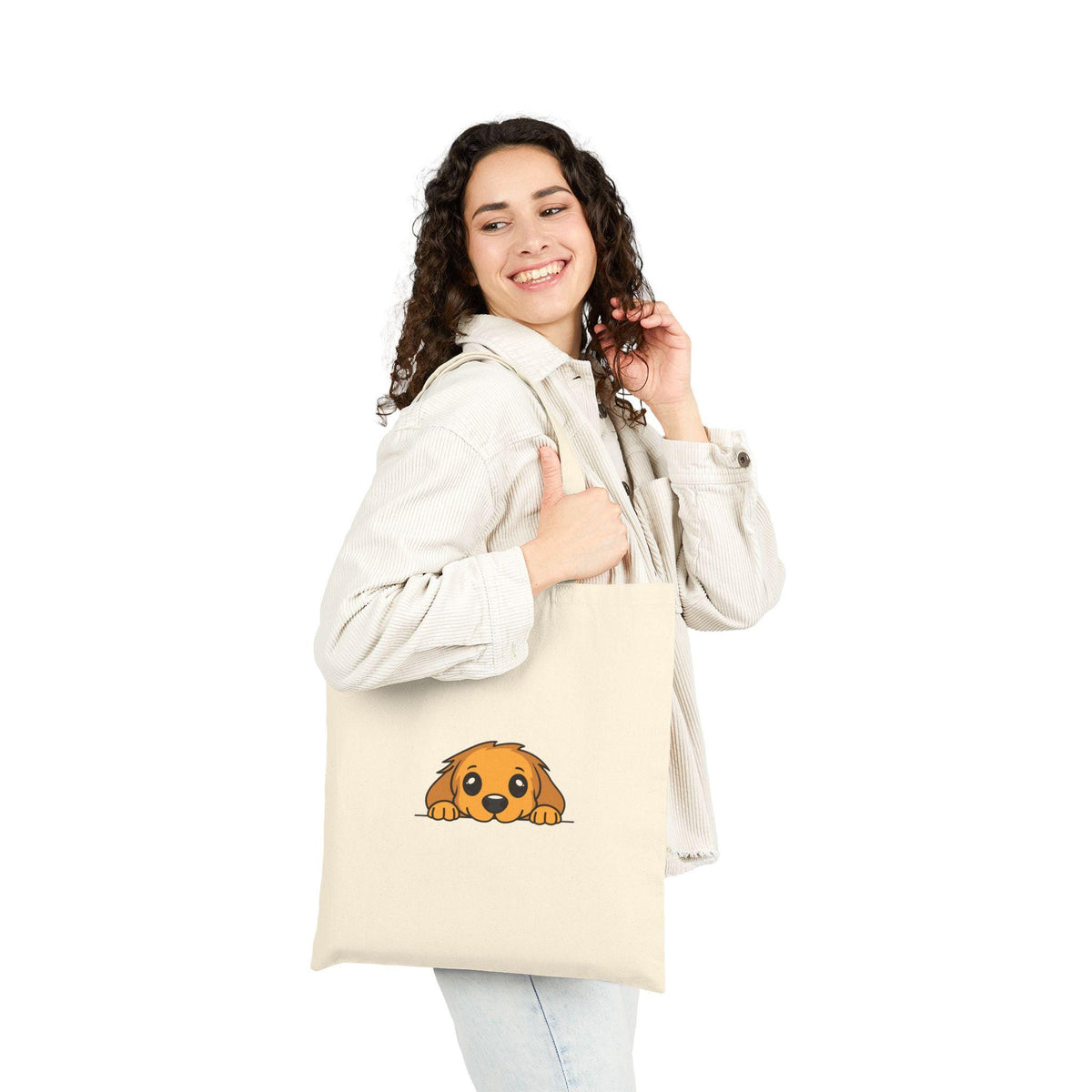 Peeking Puppy Sweat Shorts Tote Bag