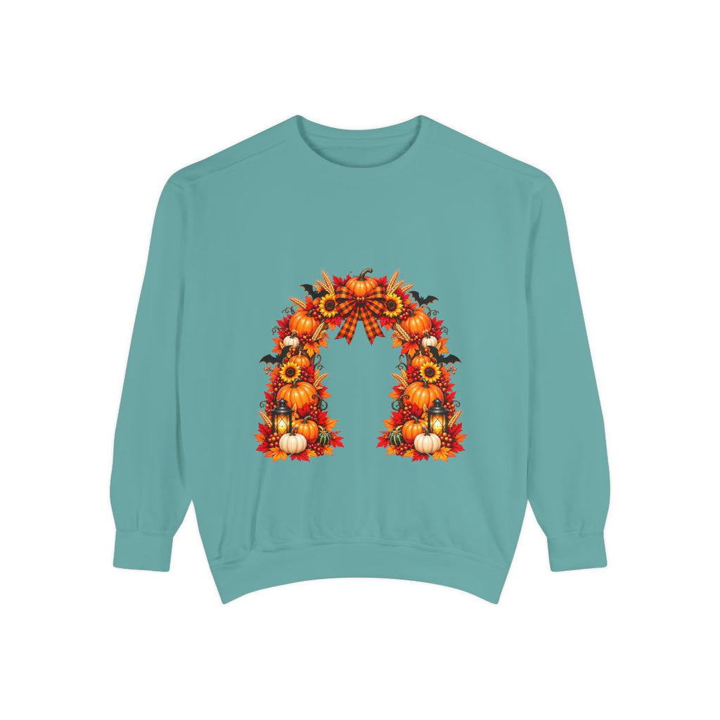 Fall Floral Wreath Sweatshirt | Autumn Sunflowers Pumpkins