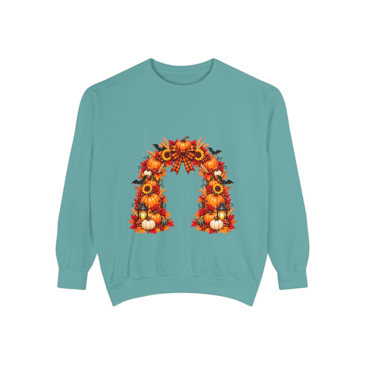 Fall Floral Wreath Sweatshirt | Autumn Sunflowers Pumpkins
