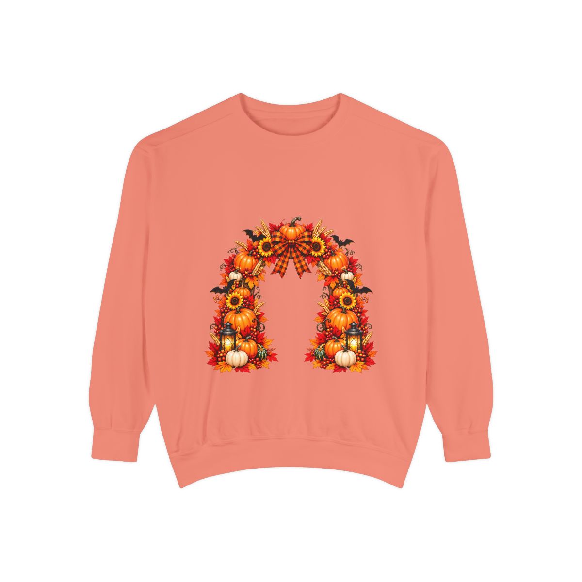 Fall Floral Wreath Sweatshirt | Autumn Sunflowers Pumpkins