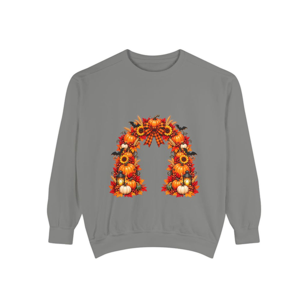 Fall Floral Wreath Sweatshirt | Autumn Sunflowers Pumpkins