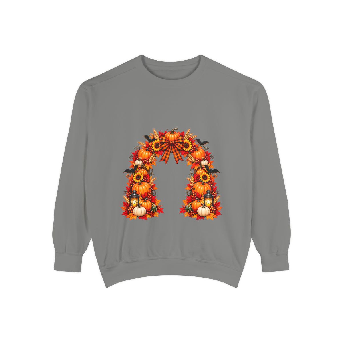 Fall Floral Wreath Sweatshirt | Autumn Sunflowers Pumpkins