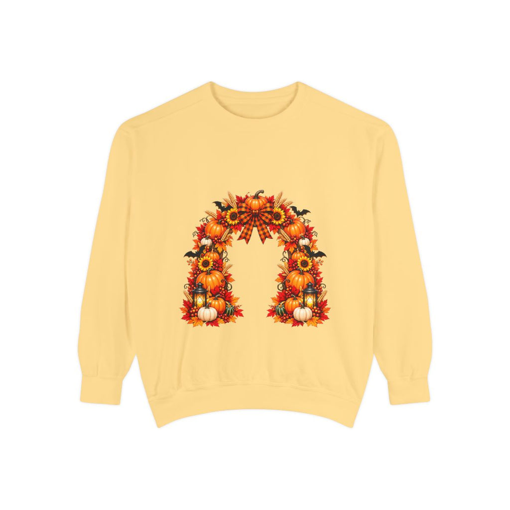 Fall Floral Wreath Sweatshirt | Autumn Sunflowers Pumpkins
