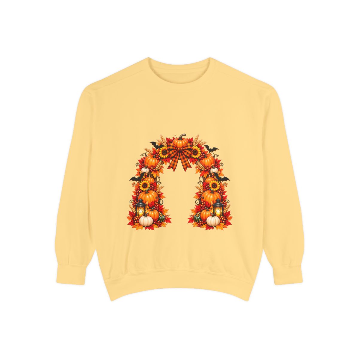 Fall Floral Wreath Sweatshirt | Autumn Sunflowers Pumpkins