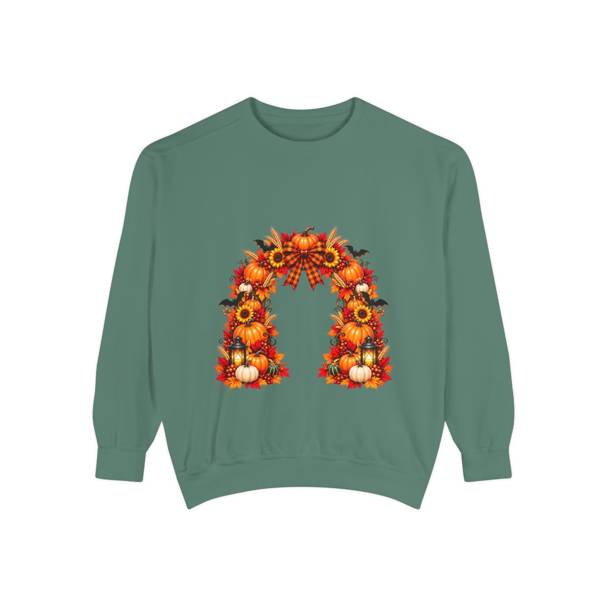 Fall Floral Wreath Sweatshirt | Autumn Sunflowers Pumpkins